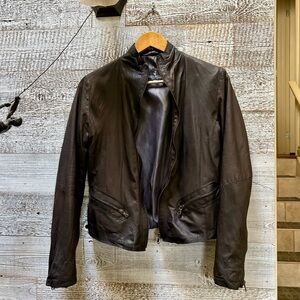 🏷 Vera Pelle | Italian Leather Moto Jacket - S/M, Brown-Black